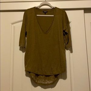 Express Women Green Short Sleeve Top